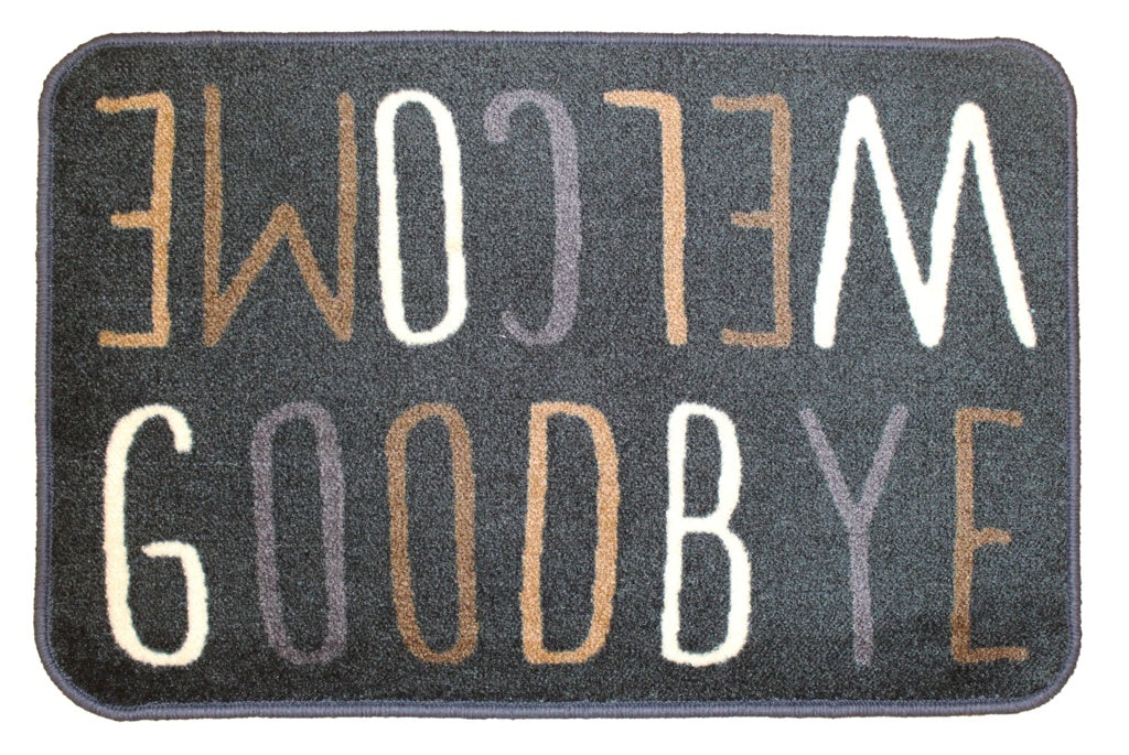 Groundsman Supersoft Washable Mat 50 X 75cm Welcome/Goodbye Grey
