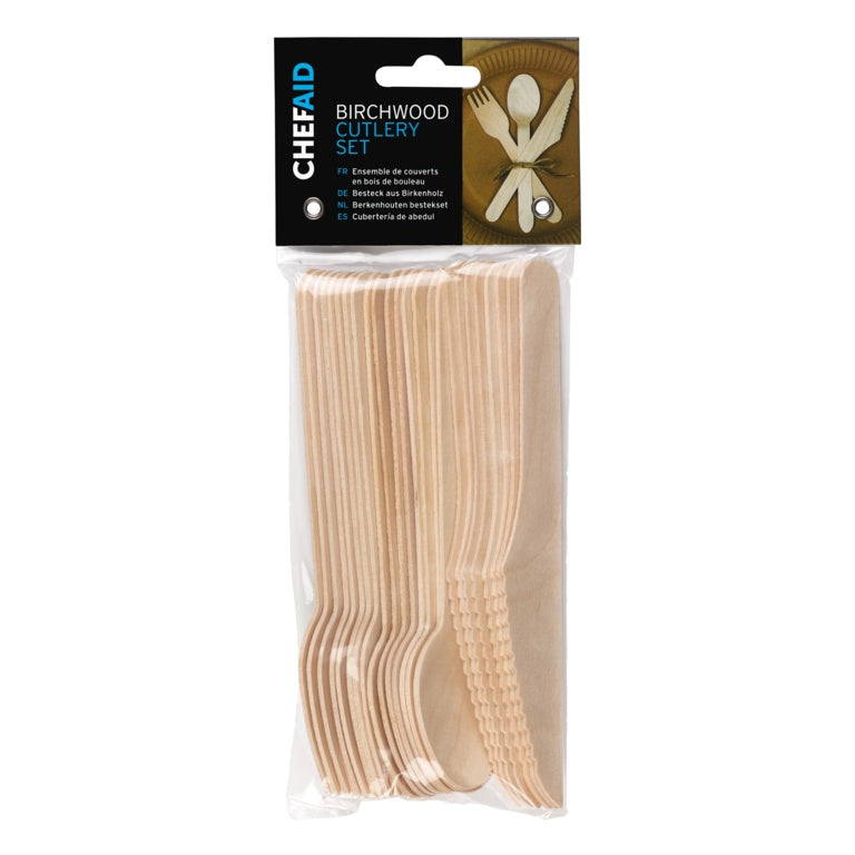 Chef Aid Wooden Cutlery Assorted Pack Of 24