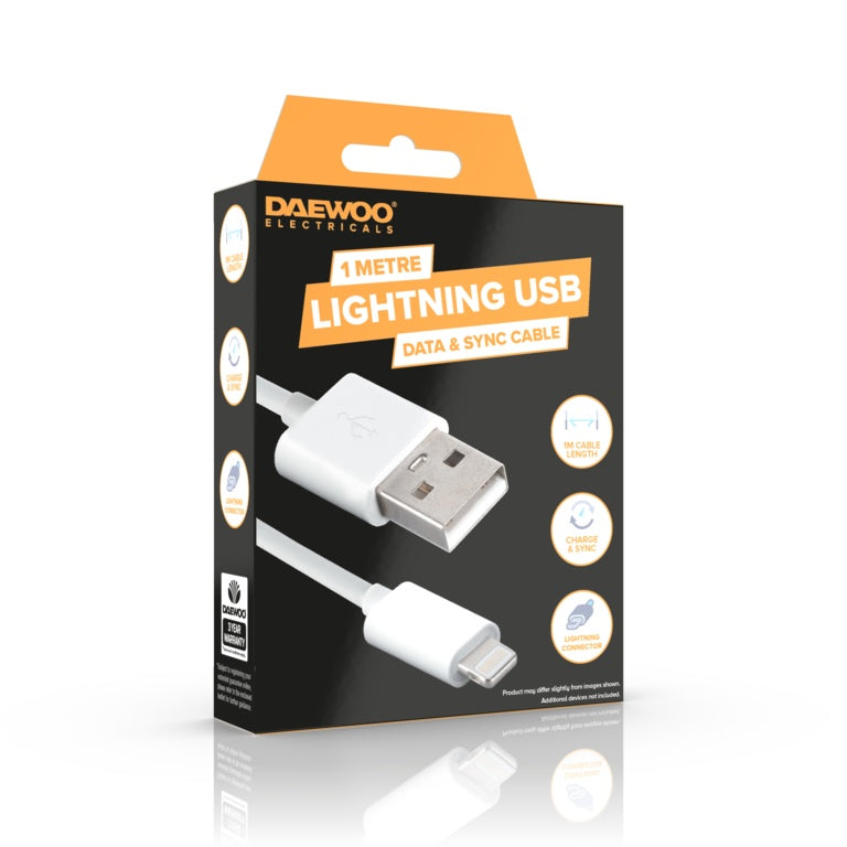 Daewoo 1m Usb A To 8 Pin Lightning 1a Cable