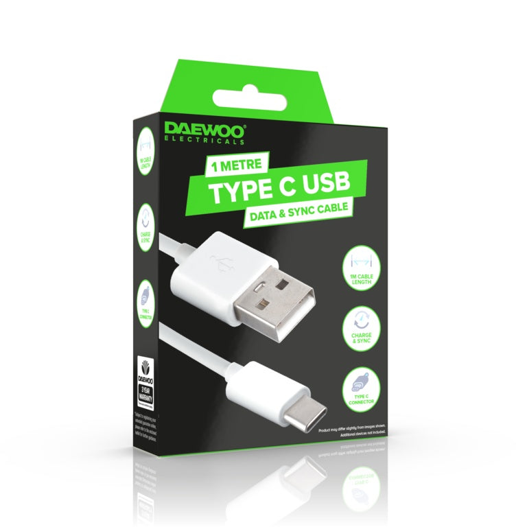 Daewoo 1m Usb A To Usb C Cable 5v 1 A