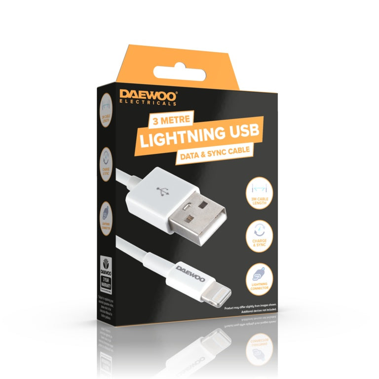 Daewoo 3m Usb A To 8 Pin Lightning Cable 2a
