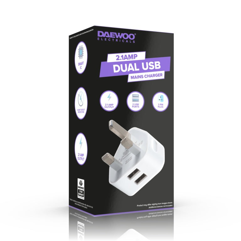 Daewoo Dual Usb Mains Charger 2.1amp