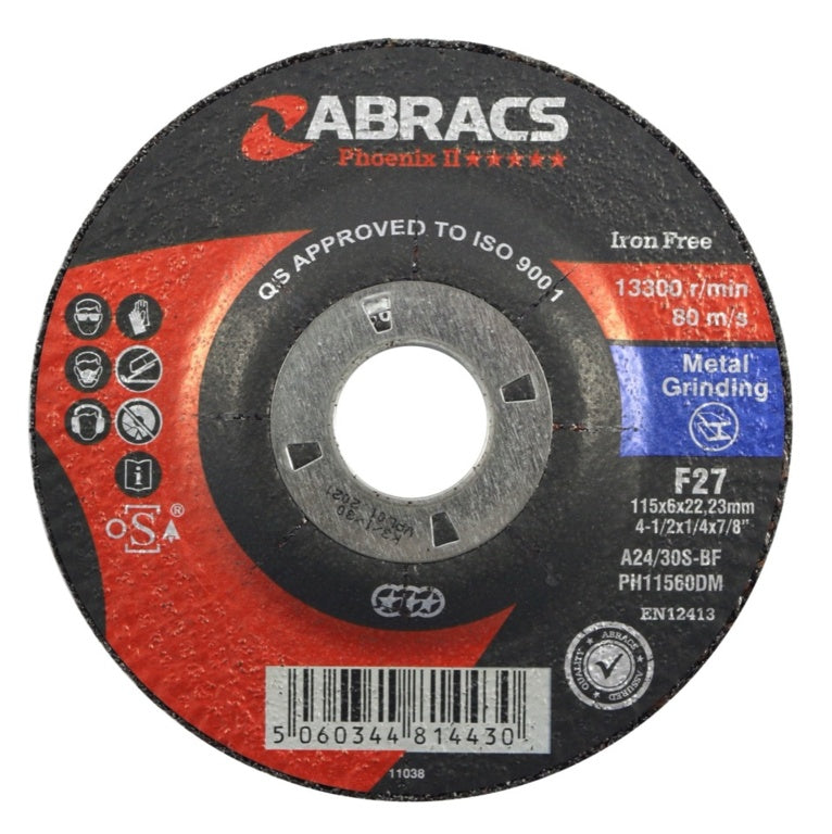 Abracs Dpc Metal Grinding Disc 115 X 6 X 22mm