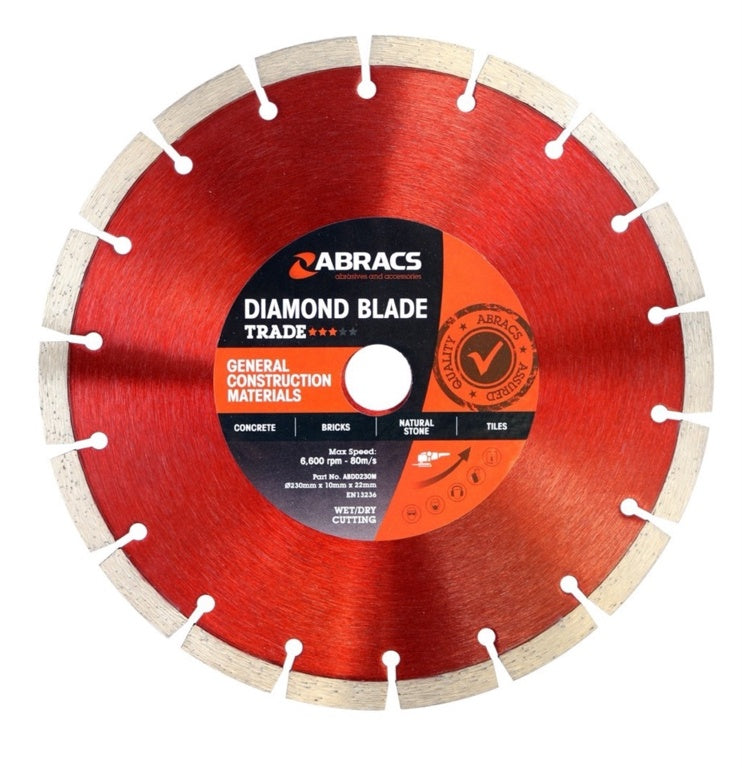 Abracs Trade Diamond Blade 230x10x22 230mm X 10mm X 22.23mm Trade General Construction Materials Diamond Blade