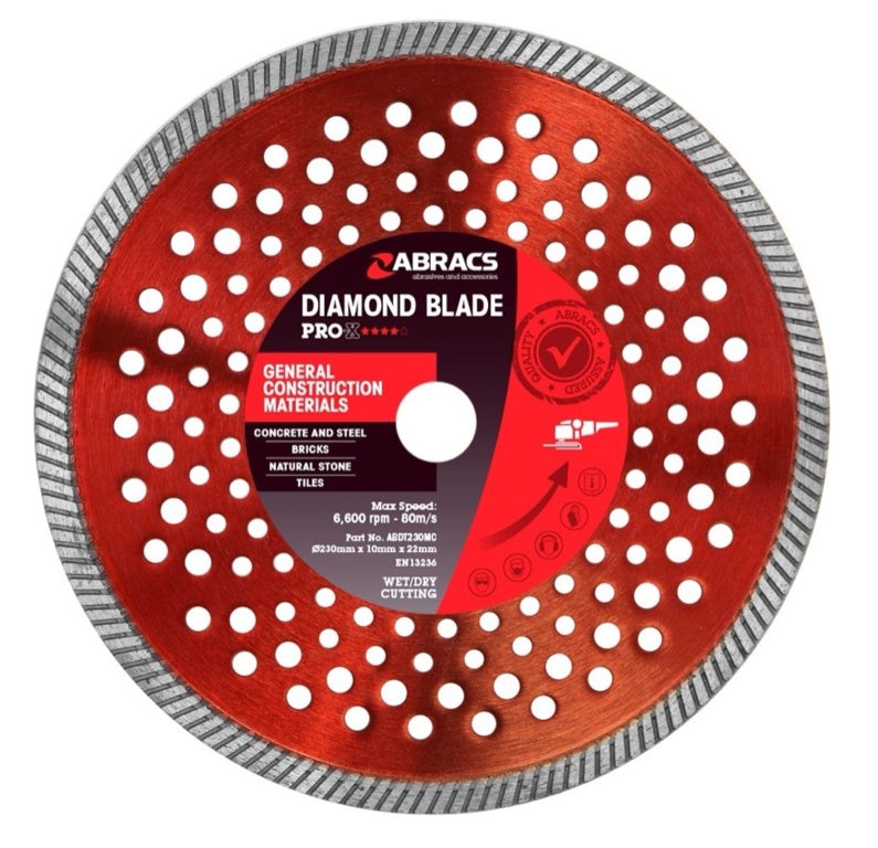 Abracs Gcm Pro X Diamond Blade 230x10x22 230mm X 10mm X 22.23mm Pro X General Construction Materials Diamond Blade
