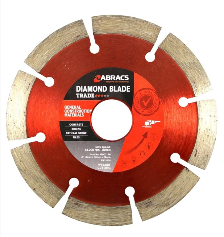 Abracs Trade Diamond Blade 115x10x22 115mm X 10mm X 22.23mm Trade General Construction Materials Diamond Blade