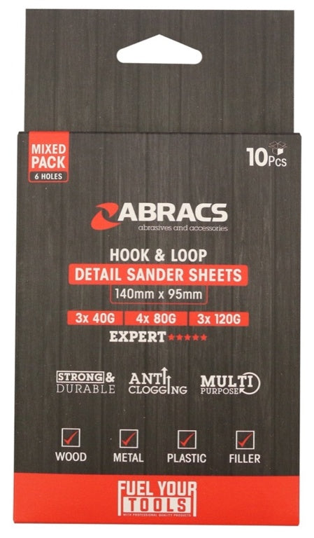 Abracs Detail Sanding Sheets Mix 95 X 145 Pack 10