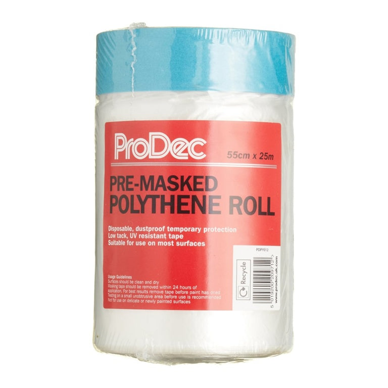 Pro Dec Pre Masked Polythene Roll 55cm X 25m