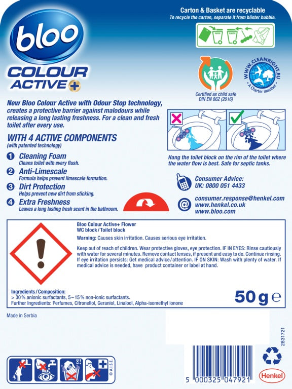Bloo Colour Active Toilet Rim Block Flower