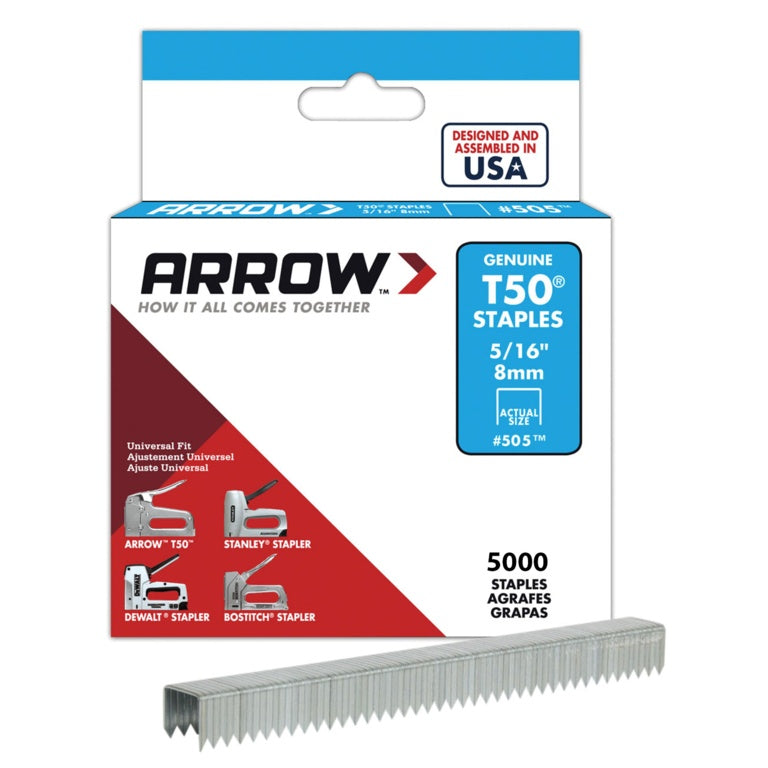 Arrow T50 Staples 8mm 5/16" Box 5000