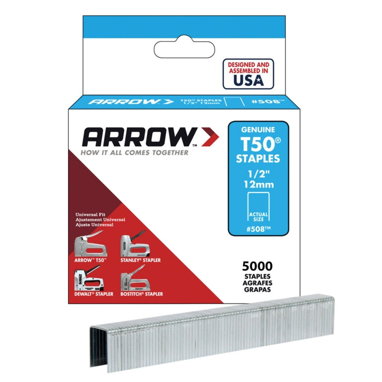Arrow T50 Staples 12mm 1/2" Box 5000