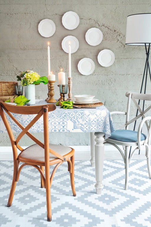 D C Fix�� Manhattan Tablecloth Visbi Blue 20m Roll X 140cm