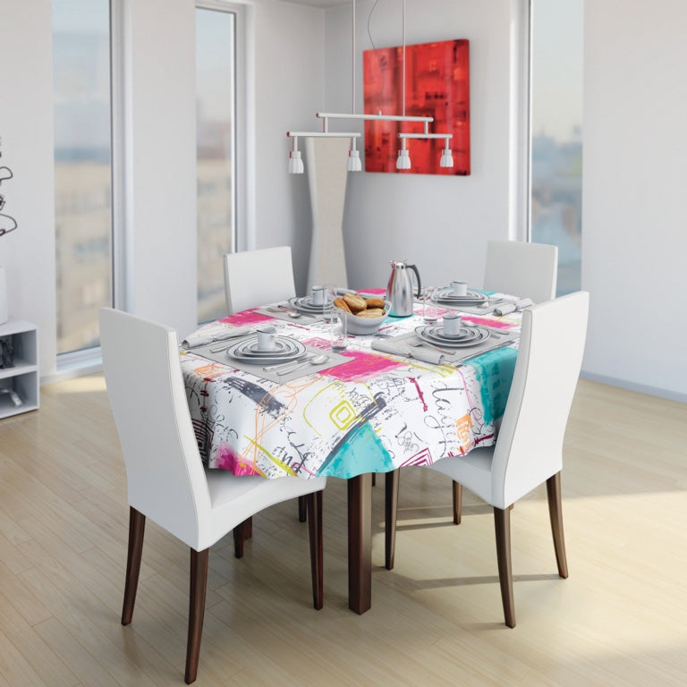 D C Fix�� Manhattan Tablecloth Lesley Turquoise & Pink 20m Roll X 140cm