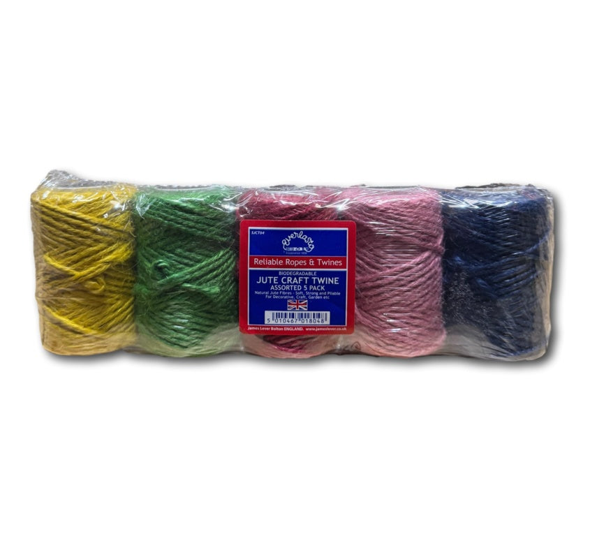 Everlasto Jute Craft Twine 20m Spools Pack 5