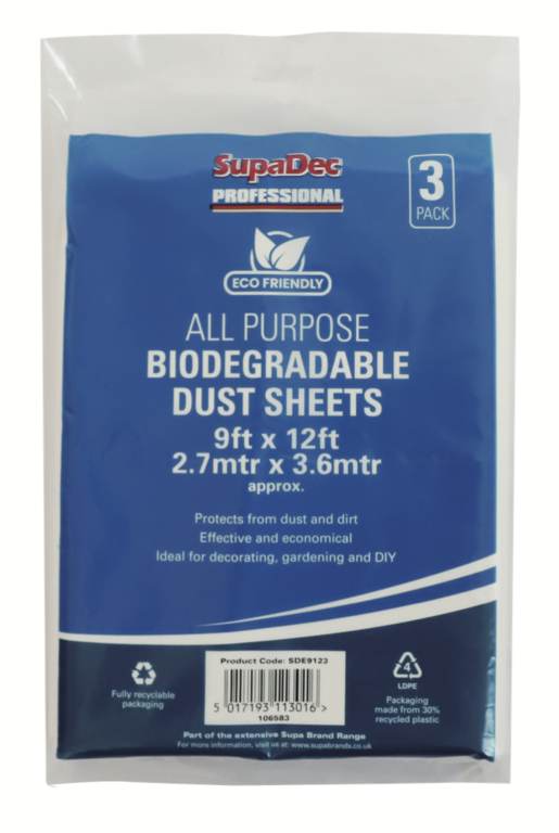 Supa Dec Bio Degradable Dust Sheet Triple Pack 12ft X 9ft (2.7m X 3.6m)