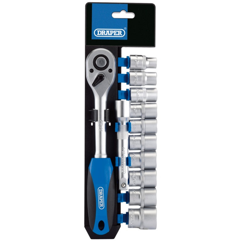 Draper Metric Socket Ratchet Set 1/2"Sq Dr 12 Piece