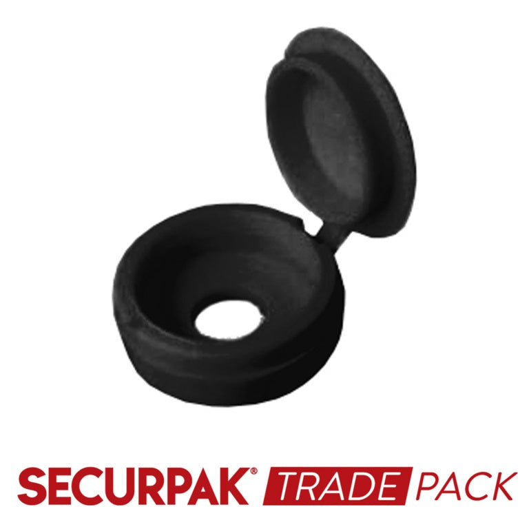 Securpak Fold Over Screw Caps 10g Black Pack 25