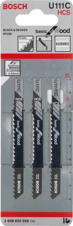 Bosch U111 C Jigsaw Blade Basic Wood Pack 3