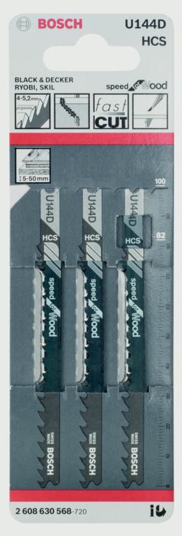 Bosch U144 D Jigsaw Blade Speed For Wood Pack 3