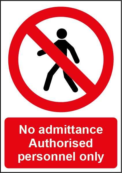 Smiths Architectural No Admittance Sign 148mmx210mm