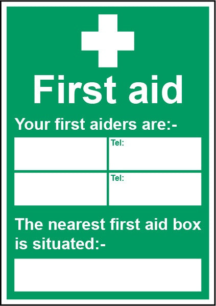 Smiths Architectural Your First Aiders Sign 148mmx210mm