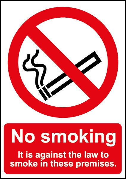 Smiths Architectural Against Law Smoking Sign 148mmx210mm