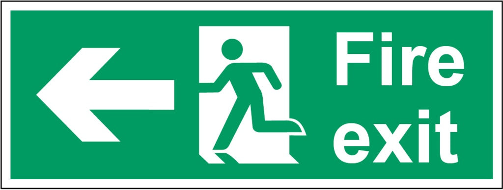 Securit Fire Exit Arrow Left 400mmx150mm