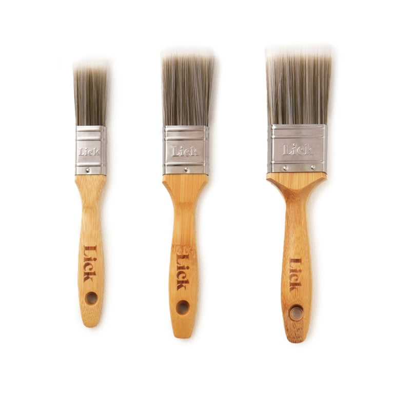Lick Tools Bamboo Handle Brush Set 1" Flat / 1.5" Flat X2 / 1.5" Angle Sash / 2" Flat