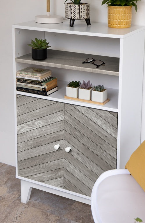 D C Fix�� Wood Chevron Grey Self Adhesive Film 67.5cm X 15m