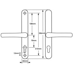 Securit Upvc Sprung Door Handle 70 Pz Pair 215mm White