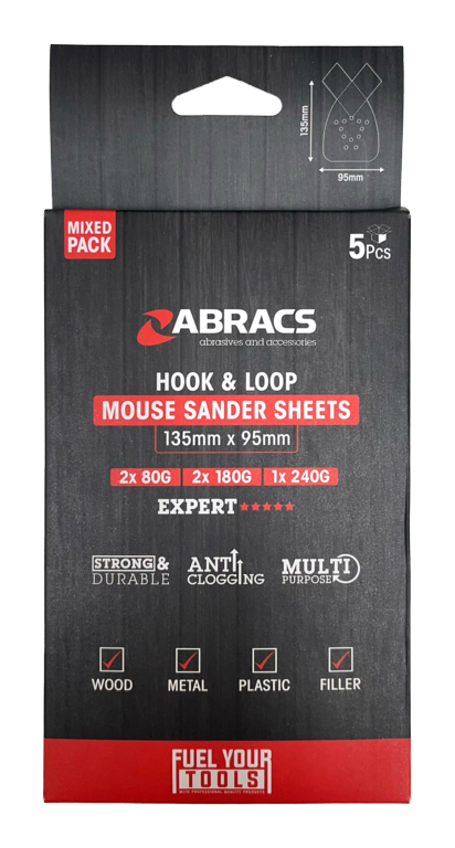 Abracs Mouse Sander Sheet Pack 5 135mm X 95mm