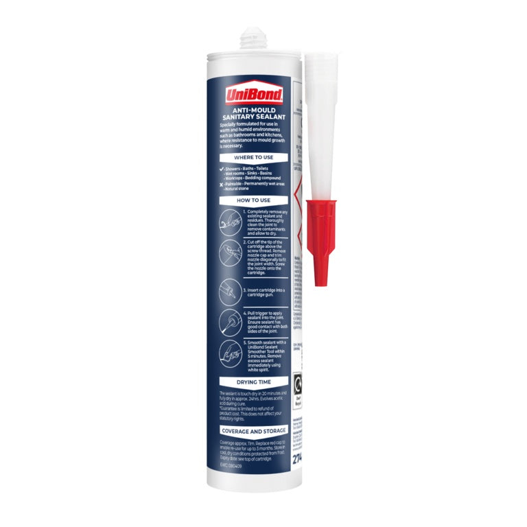 Uni Bond Kitchen & Bathroom Anti Mould Cartridge 274g Grey