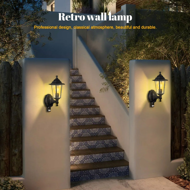 Extrastar Vintage Wall Light W/E27 L/H With Pir Black