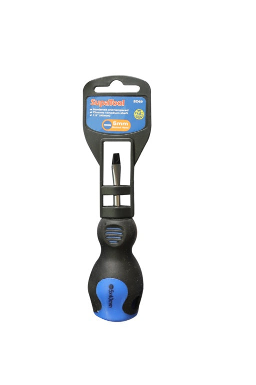Supa Tool Slotted Head Screwdriver Soft Grip Handle 40mm