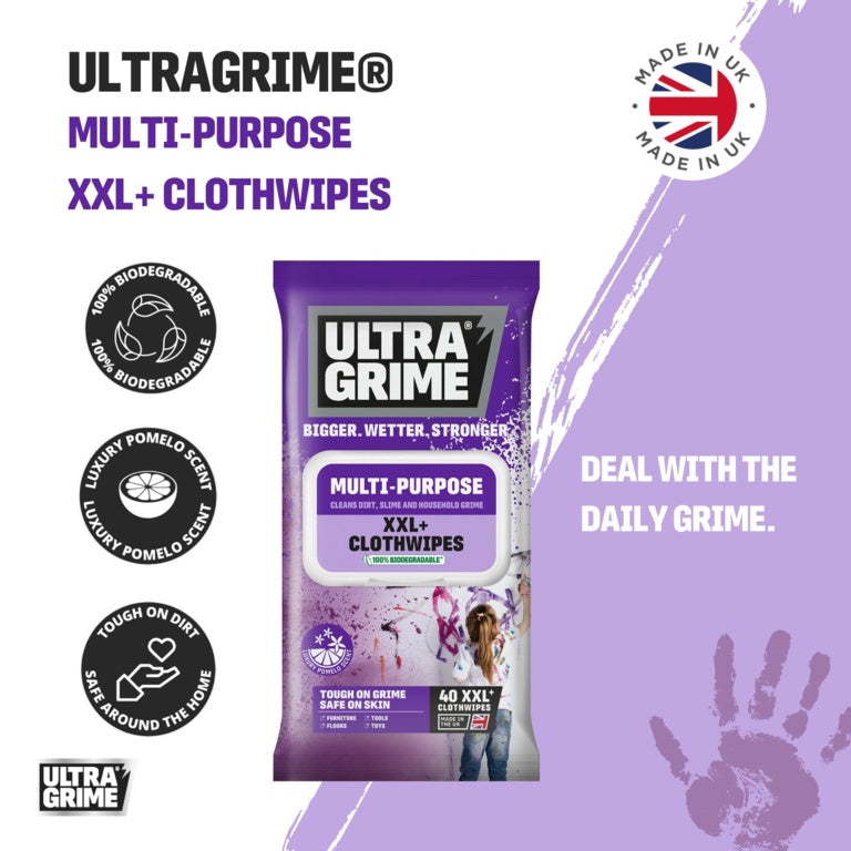 Ultragrime Life Multi Purpose Pomelo Cloth Wipes Xxl 40 Pack