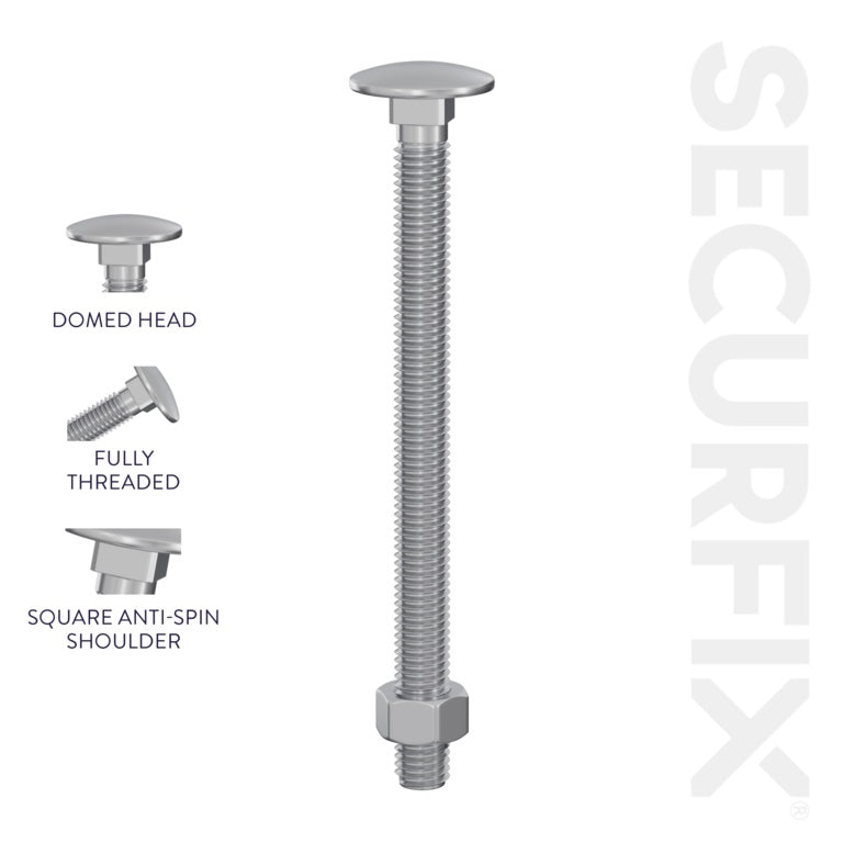 Securfix Carriage Bolt 20 Pack M6 X 40mm