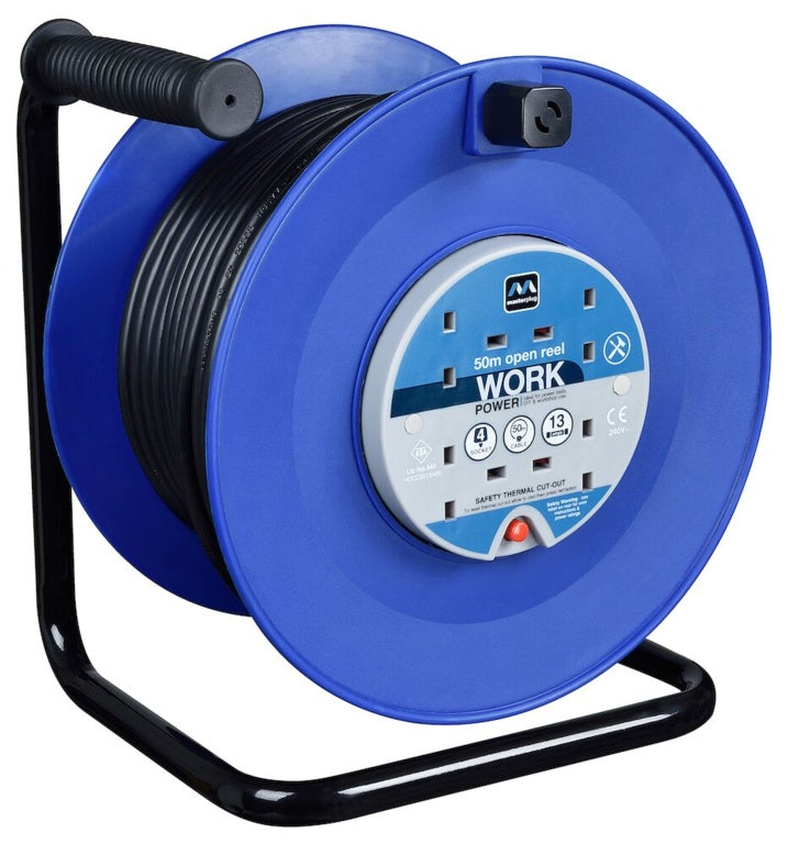 Masterplug Open Cable Reel 4 Gang 50m / 240v
