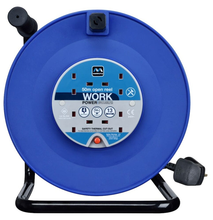 Masterplug Open Cable Reel 4 Gang 50m / 240v