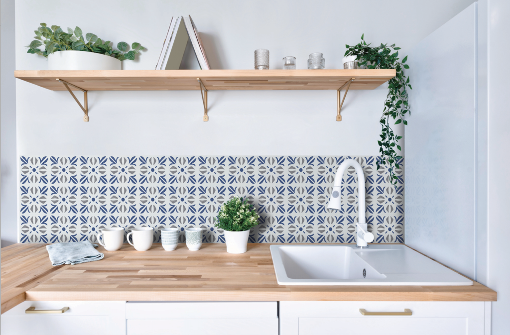D C Fix�� Self Adhesive Wall Tile Cuba Blue 15cm X 15cm / Pack Of 6
