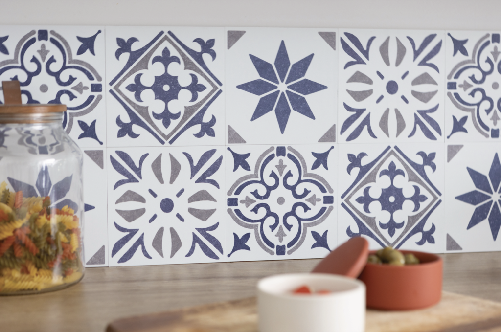 D C Fix�� Self Adhesive Wall Tile Cuba Blue 15cm X 15cm / Pack Of 6