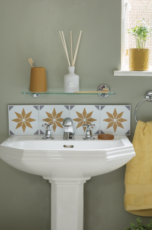 D C Fix�� Self Adhesive Wall Tile Alia Gold 15cm X 15cm / Pack Of 6