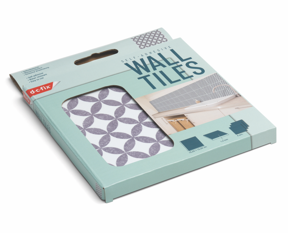 D C Fix�� Self Adhesive Wall Tile Amira Grey 15cm X 15cm / Pack Of 6