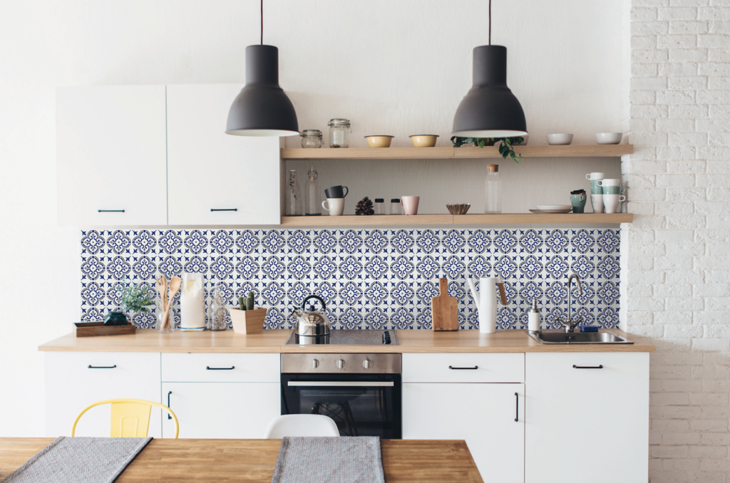 D C Fix�� Self Adhesive Wall Tile Jamila Blue 15cm X 15cm / Pack Of 6