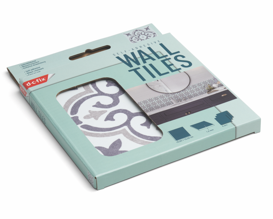 D C Fix�� Self Adhesive Wall Tile Jamila Grey 15cm X 15cm / Pack Of 6