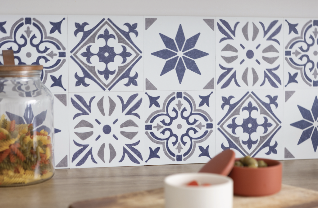 D C Fix�� Self Adhesive Wall Tile Nadia Blue 15cm X 15cm / Pack Of 6