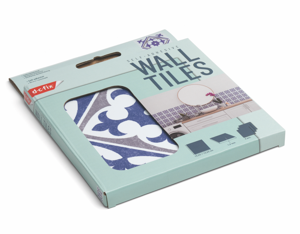 D C Fix�� Self Adhesive Wall Tile Nadia Blue 15cm X 15cm / Pack Of 6