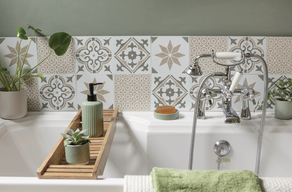 D C Fix�� Self Adhesive Wall Tile Alia Olive 15cm X 15cm / Pack Of 6