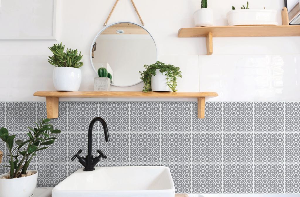 D C Fix�� Self Adhesive Wall Tile Lina Grey 15cm X 15cm / Pack Of 6