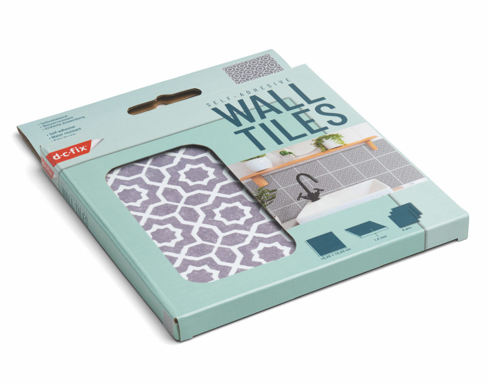 D C Fix�� Self Adhesive Wall Tile Lina Grey 15cm X 15cm / Pack Of 6