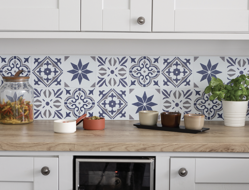 D C Fix�� Self Adhesive Wall Tile Alia Blue 15cm X 15cm / Pack Of 6